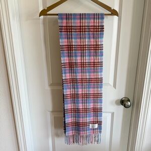Edinburgh Lambswool Plaid Scarf Pink Blue Red White Soft Warm Cozy 68” Length